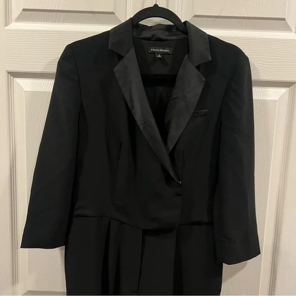 Banana Republic Women’s Tuxedo Jumpsuit Black Tailored One Piece Pant Suit 4 - Picture 4 of 11
